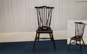 Spindle Back Chair of small proportion, with padded petit point seat. Height 22". See photographs.