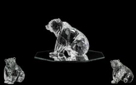 Swarovski Silver Crystal Figure Rare Encounters Group ' Grizzly Bear ' Designer Heinz Tabertshofer.