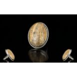 Picture Jasper Statement Ring, an oval cut cabochon of 35cts of picture jasper, a beautifully