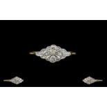 18ct Gold Platinum And Diamond Set Dress Ring Of elegant form the centre of elongated quatrefoil