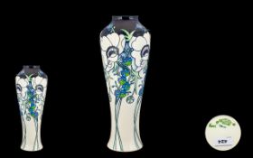 Moorcroft Ltd Edition Modern Trial Vase - tall style sided floral of tapered form and pleasing
