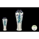 Moorcroft Ltd Edition Modern Trial Vase - tall style sided floral of tapered form and pleasing