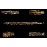 Carved And Inlaid Coromandel Staff Tribal interest, carved with stylised figures,