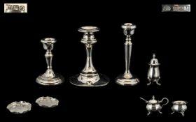 A Small Mixed Lot To include a silver three piece condiment set, all hallmarked Birmingham - 1960,