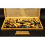 A Modern Russian Pyrography Chess Set Russian hand painted chess set,