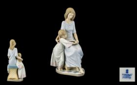 Lladro Porcelain Figurine ' Bedtime Story ' Model No 5457 Sculpture, Issued 1988. Height 10.5 Inches