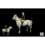 Beswick- Horse And Rider Figurine. 'Hunts Women' - Grey Horse. Rider And Horse Stood Still.