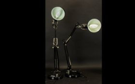 A Pair of Early 20th Century Style Angle Poise Lamps Two 1920/1930's style black lacquer table