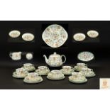 Minton 'Haddon Hall' Tea Service comprises Tea Pot, Milk Jug, Sugar Bowl, 9 Teacups,