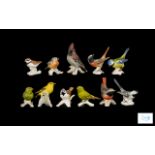 Large Collection of Goebel Hand Painted Ceramic Bird Figures ( 11 ) Eleven In Total, From the 1960's