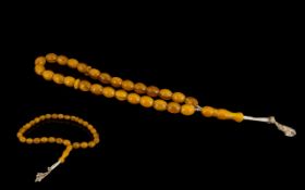 Amber Coloured Prayer Beads. Butterscotch in colour, 16 inches in length, please see image.