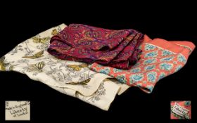 Liberty Of London A Collection Of Vintage Silk Scarves Three items in total to include large