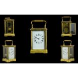English - Late 19th Century Large Brass Carriage Clock 8 Day Striking on a Gong Movement,