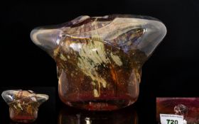 Samuel J Herman American (b. 1936 - ) Signed Bulbous Form Studio Art Glass Vase Hand-blown vase of