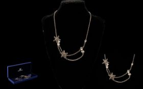Swarovski Crystal Boxed Contemporary Shooting Star Design Necklace Faceted Austrian crystal set