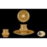 Charlotte Rhead Tubelined Tudor Rose Pattern Wall Charger And Small Ribbed Vase Charger diameter 12