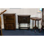 A Small Collection Of Furniture To include Carved oak cabinet with two door front cabinet and