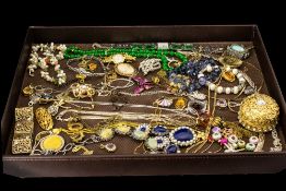 A Mixed Collection Of Costume Jewellery A varied lot to include gilt metal and crystal set circular
