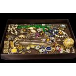 A Mixed Collection Of Costume Jewellery A varied lot to include gilt metal and crystal set circular