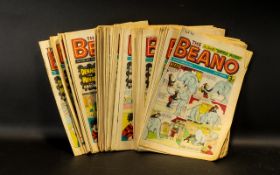 Approximately 60 Beano Comics from the 1970's, some examples are 03&31.08.1974, 07,21&28.09.