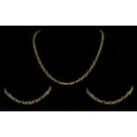 18ct Gold Exquisite Stone Set Necklace of Attractive Form / Design.