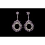 Rose de France Amethyst Statement Drop Earrings, 14cts,