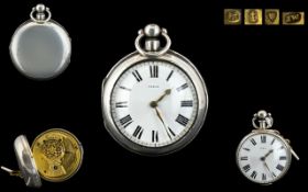 Victorian Period - Nice Quality Pair Cased Silver Pocket Watch with White Porcelain Dial,