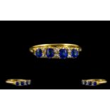 Edwardian Period 18ct Gold Sapphire and Diamond Set Ring In a Gypsy Setting,