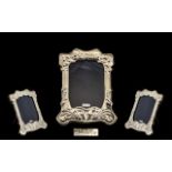 Elizabeth II Art Nouveau Style - Shaped Sterling Silver Photo Frame Stylished Floral Design.