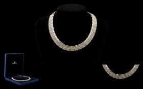 Swarovski Crystal Boxed Contemporary Collar Necklace Articulated silver tone statement necklace