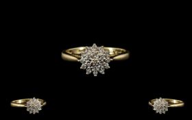 A 9ct Gold Diamond Cluster Ring Fully hallmarked, ring size J.