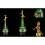 French Empire - Impressive and Decorative Tall Gilt Bronze and Painted Ceramic Center Piece /