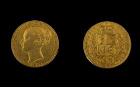 Queen Victoria 22ct Gold Young Head/Shield Back Full Sovereign - date 1843. London mint, please