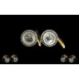 A Pair Of 9ct Gold Mother Of Pearl And Diamond Set Studs Circular form with cufflinks and two studs,