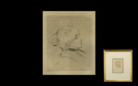 After Auguste Renoir Etching ' Portrait Of Berthe Morisot' Framed mounted and glazed,