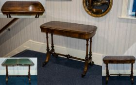 Victorian Period Superb Mahogany Inlaid Topped Card Table of rectangular shape the moulded bow ended