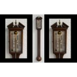 19thC Cross Banded Mahogany and Boxwood Strung Stick Barometer,