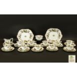 Aynsley Pagoda Design Tea Set (32 pieces in total) comprising x2 sandwich plates, milk jug, sugar