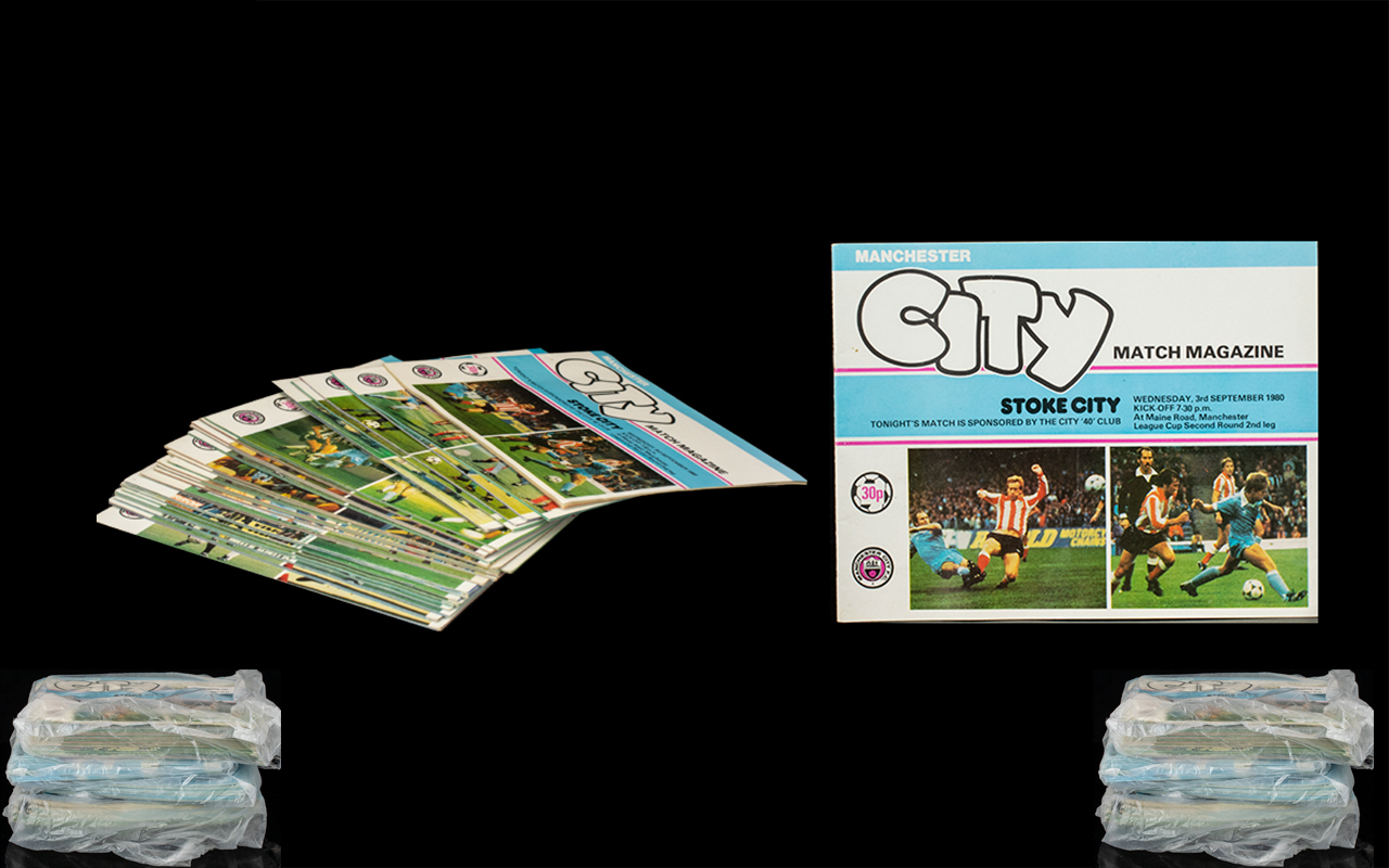 A Large Quantity Of Manchester City Football Programmes Dating predominantly from the late 1970's