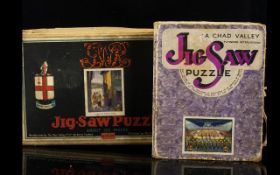 JIGSAWS. 2 Antique Chad Valley Jigsaws, made of solid construction, A Cornish Fishing Village