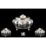 English Late 19th Century Superb Quality Sterling Silver Lidded Tea Caddy of Wonderful Proportions