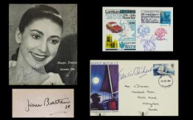 Collection of Autographs comprising Jean Batten, Timo Makinen, Francis Chichester and Dame Margot