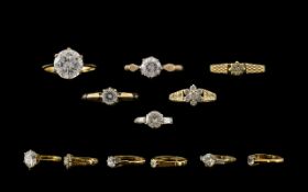 A Collection Of Six 9ct And CZ Set Dress Rings Each fully hallmarked for 9ct, two size O,