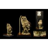 Capodimonte Figural Table Lamp In the Form Of A Short Eared Owl Signed Giuseppe Armani 1991,