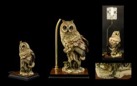 Capodimonte Figural Table Lamp In the Form Of A Short Eared Owl Signed Giuseppe Armani 1991,