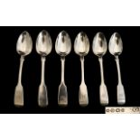 Queen Victoria 'Early Period' Set of Six Solid Silver Teaspoons hallmark London 1845 maker EE