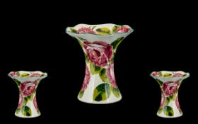 Wemyss Attractive Flared and Waisted Form Vase - 'Cabbage Roses' pattern. Circa 1920's. Height 6.