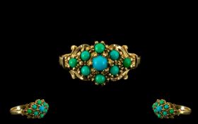 A 9ct Gold Turquoise Set Dress Ring Fully hallmarked to shank 375 9ct gold, ring size O.
