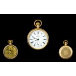 American Watch Co Waltham - 14ct Gold Plated Open Faced Screw back Pocket Watch.