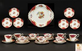 Paragon 'Rockingham' Part Tea Service comprises 6 bowl-shaped tea cups and saucers, 4 side plates,